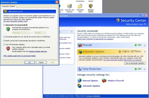 Win XP Security Center