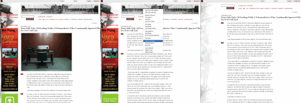 A page before and after the cleaning process. Just point, right-click, and remove
